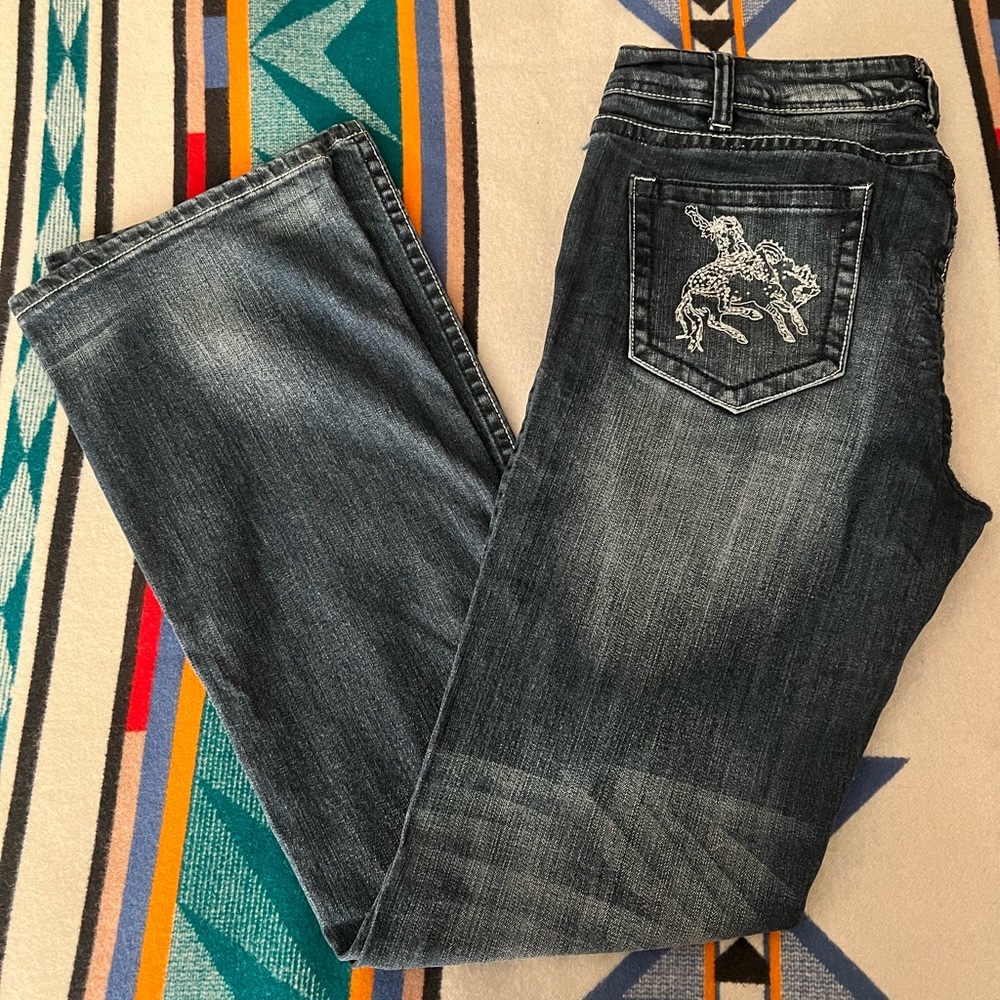 Cowgirl Tuff - Wild & Wooly Rhinestone Detailed Jeans